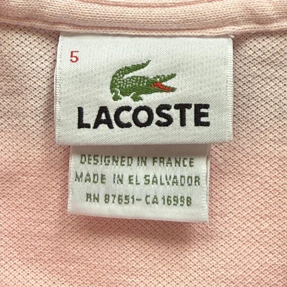 Lacoste Men’s Sz 5 Pale Pink Polo Made in El Salvador in MINT CONDITION - Picture 6 of 6